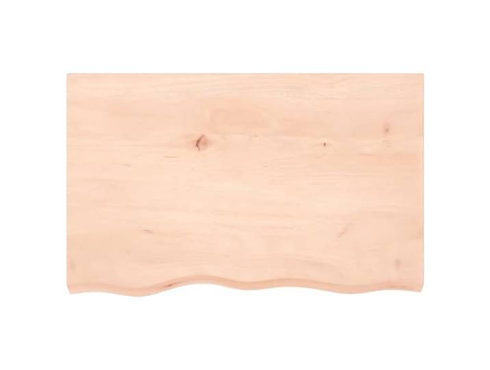 KTHLBRH Tischplatte Eiche massiv 80 x 50 x (2-6) cm unbehandelt DIY, natürliche lebende Kante, raue Oberfläche zum Lackieren, Tragkraft 32 kg