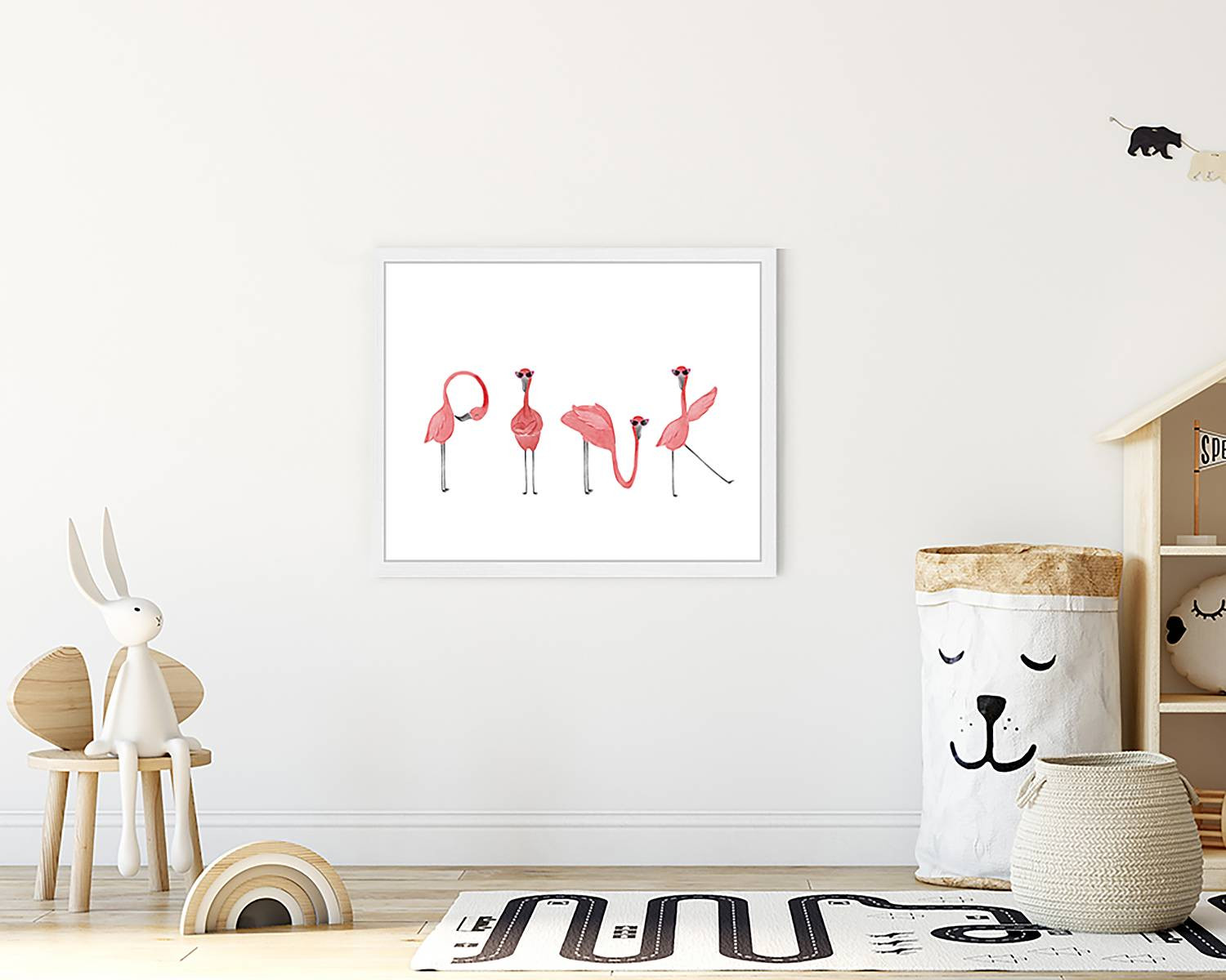 home24 Wanddecoratie Flamingos Multicolour 43 x 53 cm