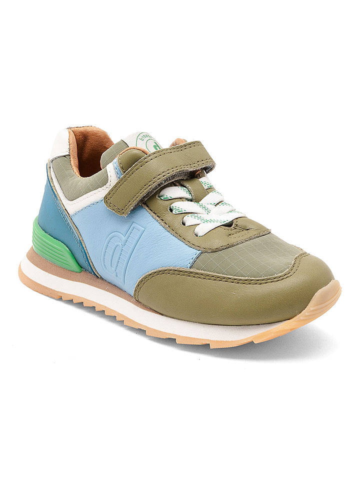bisgaard Leder-Sneakers "Walde" in Khaki/ Hellblau - 23