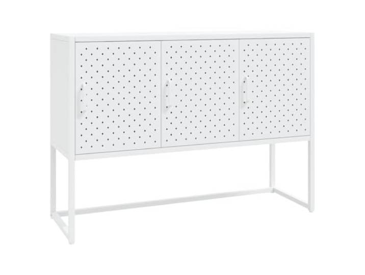 Makastle Sideboard 105x35x75 cm Weiß Stahl mit 3 Türen und Verstellbaren Stellfüßen