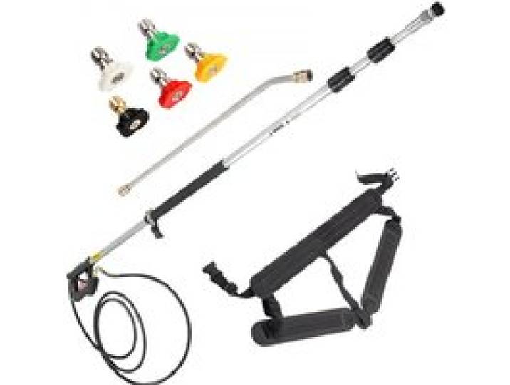 VEVOR Pistolet Lance Nettoyeur Haute Pression Télescopique 1,5-5,4 m Pulvérisateur Tuyau 9 GPM Lance à Buse Réglable Flexible 4000psi avec 5 Buses Compatibles, Ceinture, pour Maison Allée et Véhicule