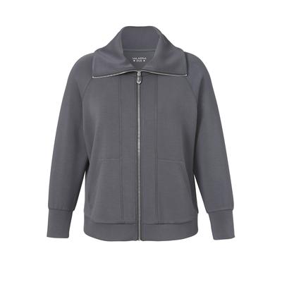 Sweatjacke VIA APPIA DUE "VIA APPIA DUE Jacke", Damen, Gr. 44, grau (blei), Obermaterial: 49% Viskose CV. 43% Polyester PES. 8% Elasthan EL., uni, relaxed fit, ohne Ausschnitt, Sweatjacken Sweatjacke, Große Größen
