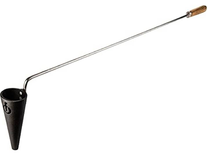 Forged Flambadou, gemaakt van gietijzer, schrift van olijfhout