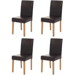 4er-Set Esszimmerstuhl Stuhl Küchenstuhl Littau ~ Leder, braun helle Beine
