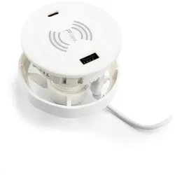 Fellowes Qi Power-Spot Wireless Charger mit USB-A und USB-C (100091326), weiss, Wireless Charger, Weiss