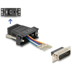 Delock D-Sub 15 Pin Stecker zu RJ12 Buchse Montagesatz schwarz