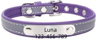 Uplift Essentials Signature Series Custom Engraved Reflective Pet Collar purple xs