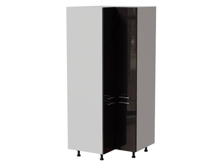 Feldmann-Wohnen Eckvorratsschrank Essen D24N/207 Schwarz Hochglanz / Weiß Matt 90 / 90 / 207cm, Schwarz Hochglanz, Weiß, 90x207x90 cm, Küchen, Küchenmöbel