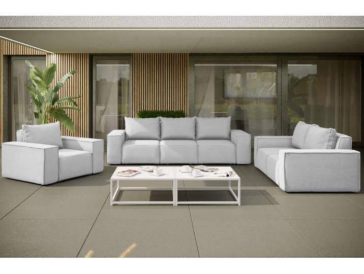 Kaiser Möbel Gartenmöbel set 3 2 1 für den Garten, Terrasse, gartenmöbel lounge set SONNE EXCLUSICVE Hellgrau