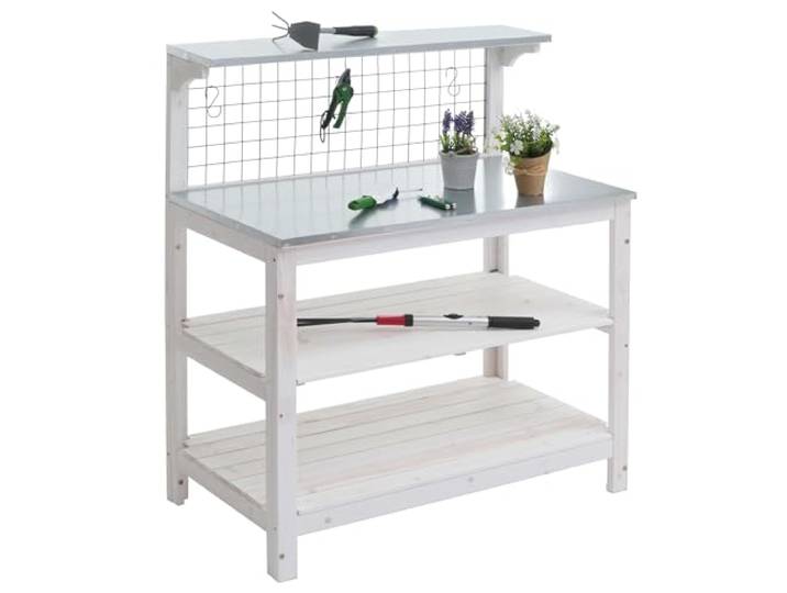 Mendler Pflanztisch HWC-N55 117x102x56cm Holz - weiß