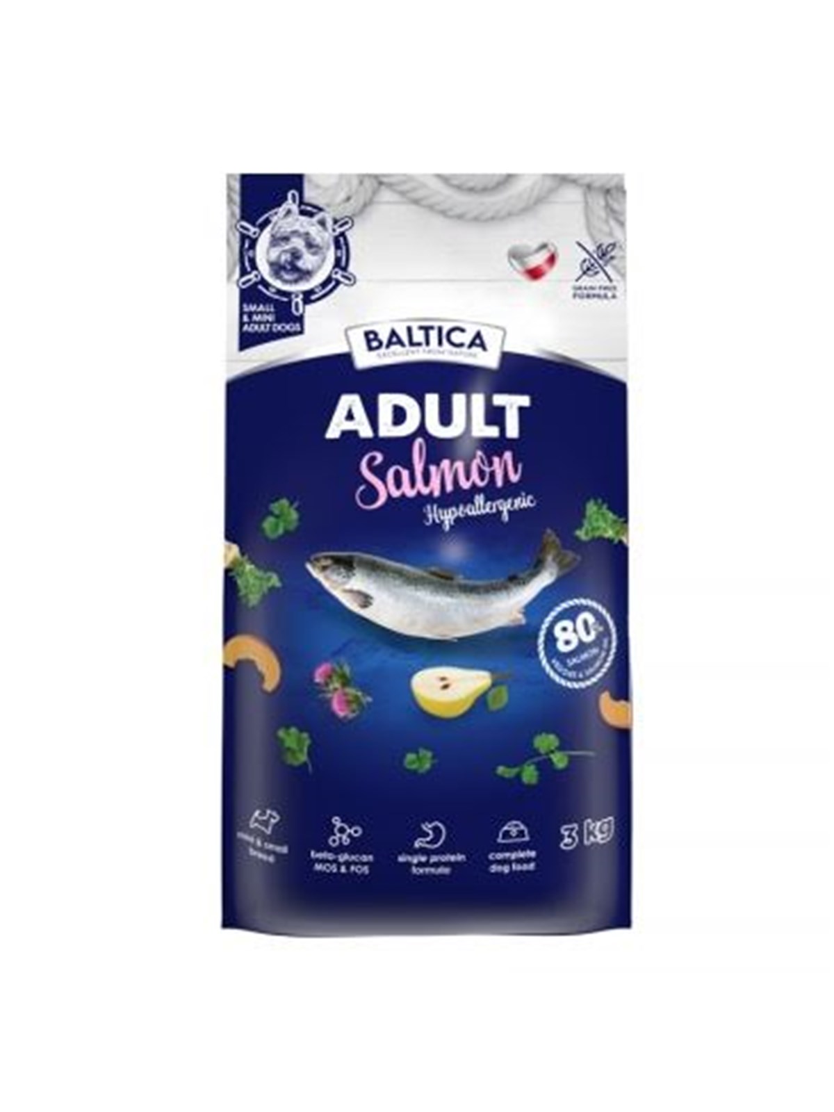 BALTICA Excellent Hypoallergenic Adult kleine Rassen Lachs - Trockenfutter für Hunde - 3kg