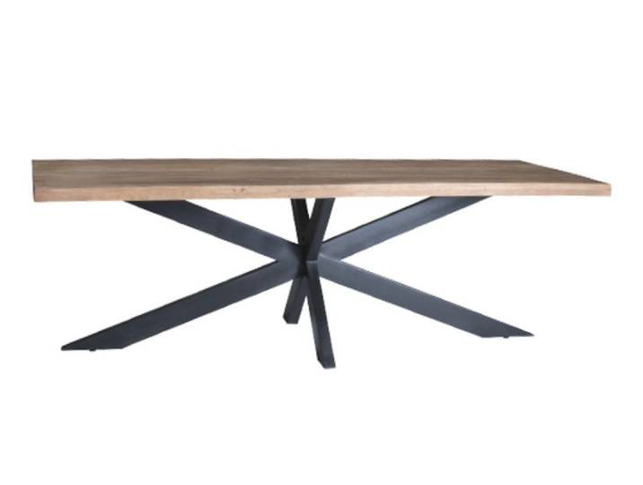 Natur24 Esstisch Sturdy Tisch 220x100x76 cm Mangoholz Stahl Natur Schwarz