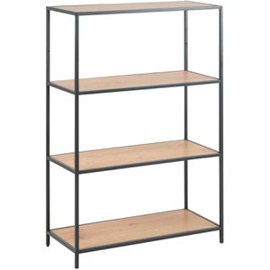 AC-Design Bücherregal Seaford, schwarz / wildeiche, aus Metall / Holz, 4 Ebenen, 77 x 114 x 35cm