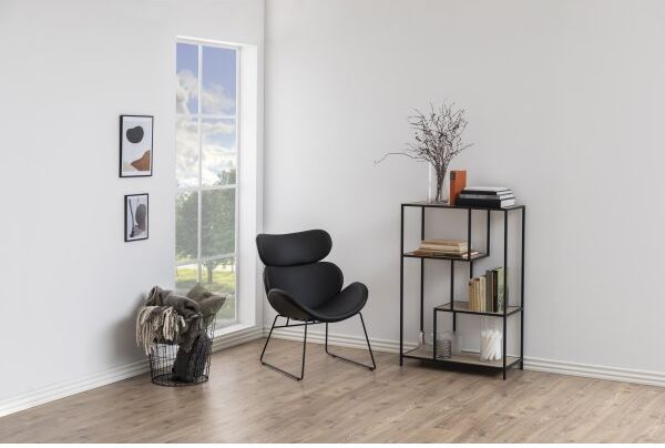 Lomax Cazar Lænestol, Læderlook Sort