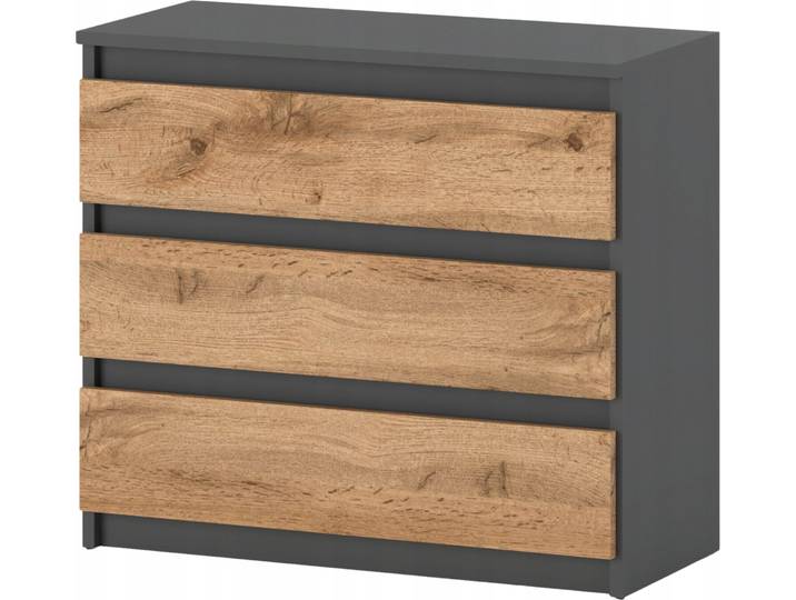 Commode à 3 tiroirs Sideboard Armoire à tiroirs Armoire à vêtements Moderne Meubles à tiroirs pour votre chambre à coucher Chêne gris Wotan 80x71\,5x33\,5