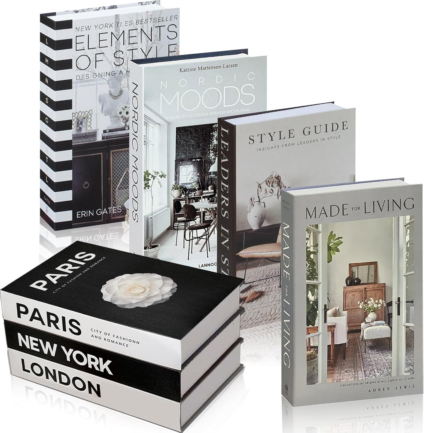 Set van 7 vouwbare nepleerboek accessoires voor decoratie van je woonkamer, boekenplank of kantoor