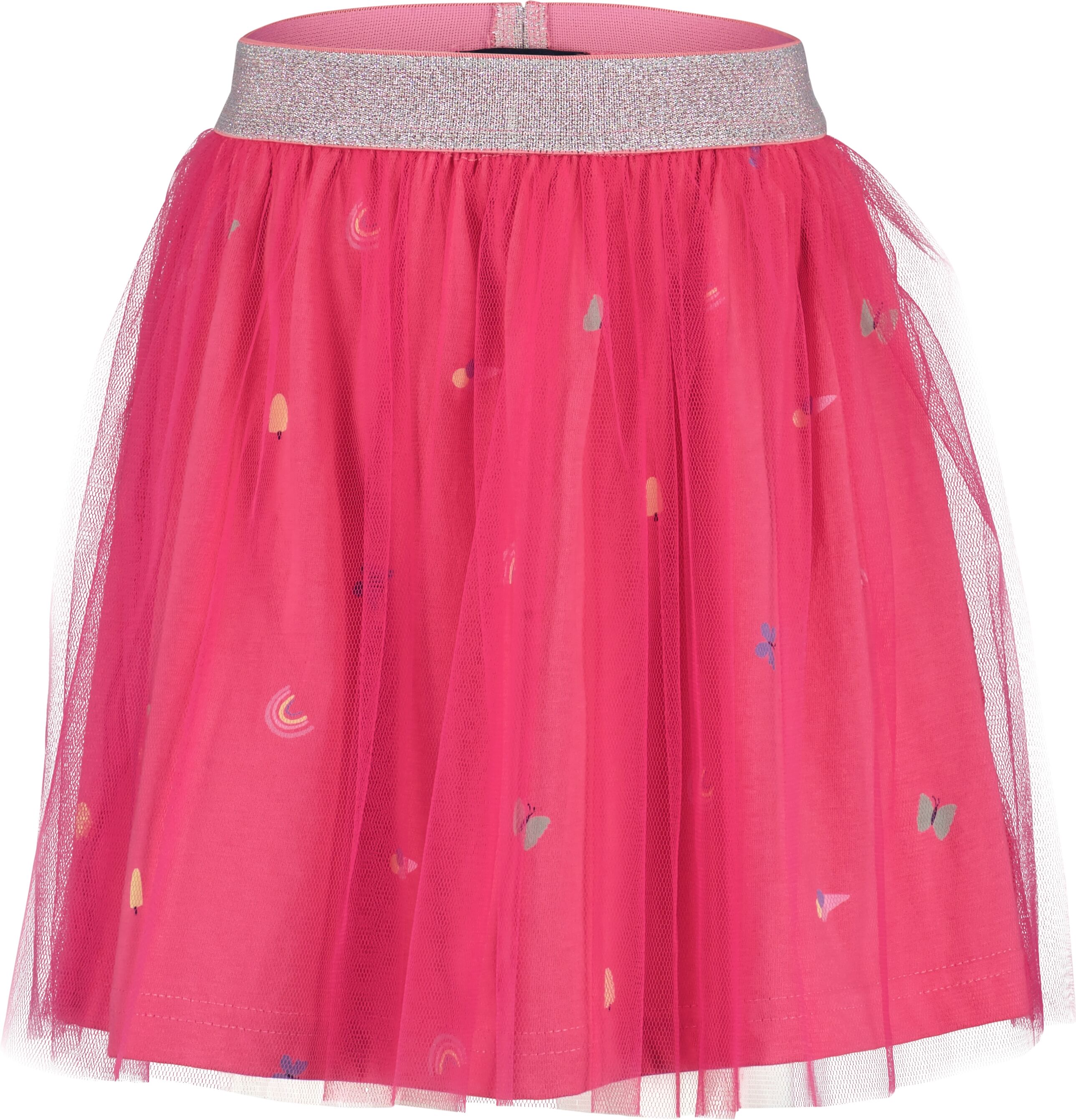 Tüllrock BLUE SEVEN, Mädchen, Gr. 104, pink (pink ao), Jersey, Obermaterial: 100% Baumwolle, bedruckt, Basic knieumspielend, Röcke Tüllrock, in Midi-Länge pink ao 104