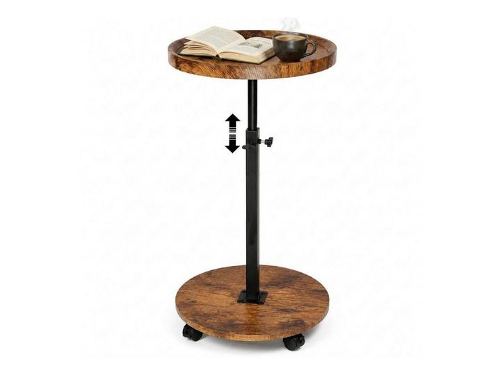 LuxusKollektion Beistelltisch Beistelltisch rund höhenverstellbar 45-80cm Nussbaum (1-St)