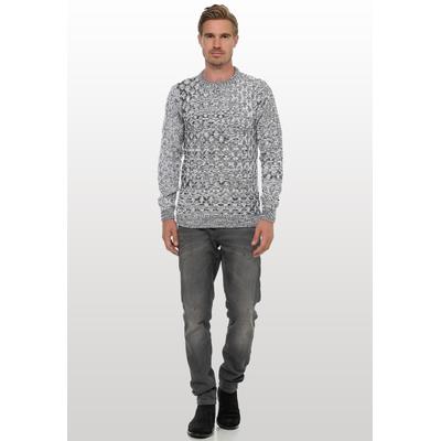 Strickpullover RUSTY NEAL, Herren, Gr. S, weiß, 70% Polyacryl, 30% Baumwolle, meliert, normal, Rundhals, Pullover Strickpullover, mit schönem Muster