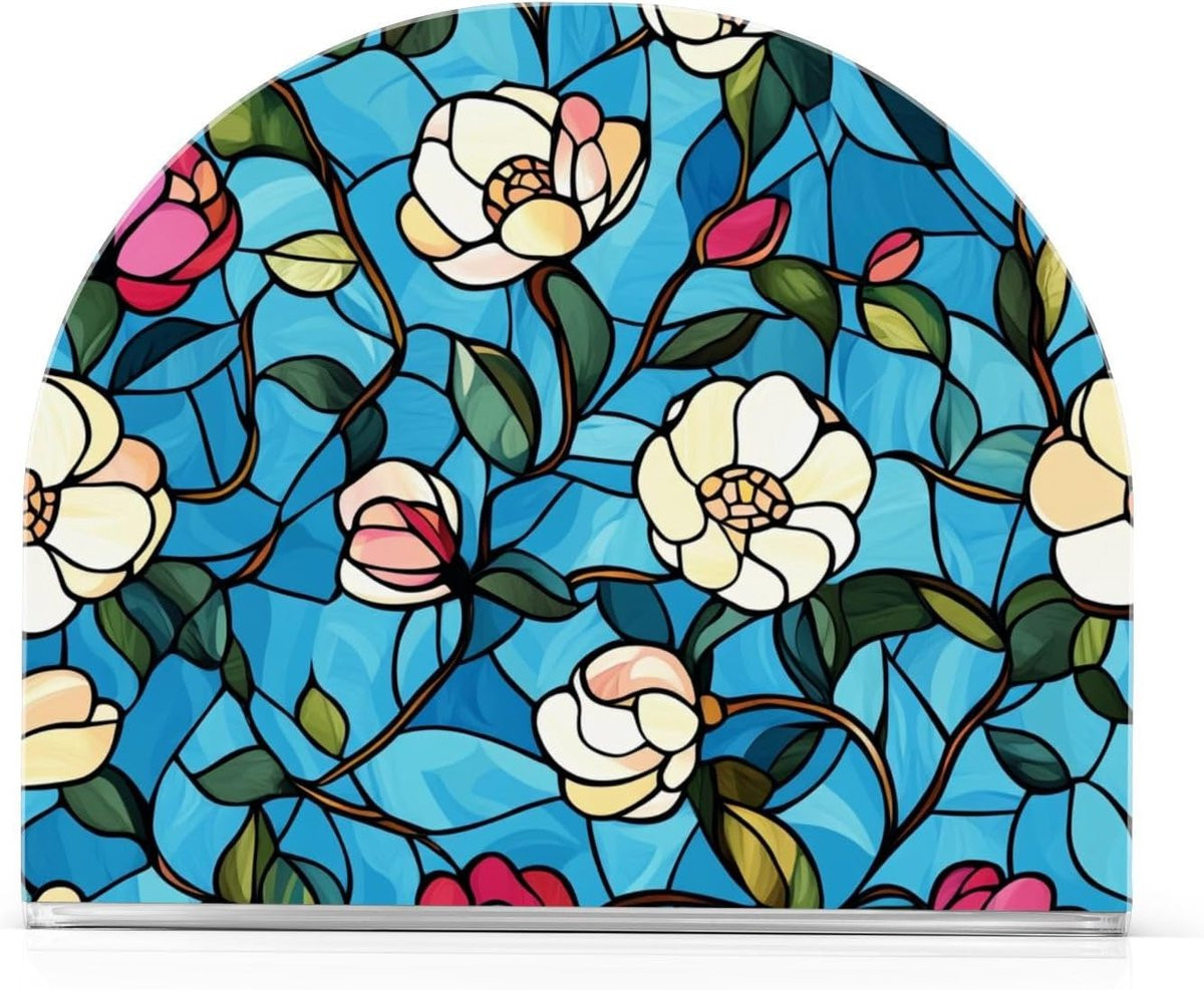 Servethouder Acryl met Bloem Design voor Lange Servetten