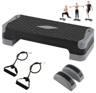 Costway 3-in-1 Aerobic Step Platform Set with 2 Stackable Risers and Balance Trainers for Home-Gray
