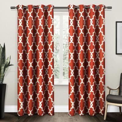 ATI Home Ironwork Sateen Woven Room Darkening Blackout Grommet Top Curtain Panel Pair