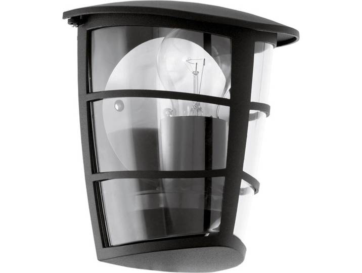 EGLO ALORIA, Wandbeleuchtung für den Außenbereich, Schwarz, Aluminium, Kunststoff, IP44, Eingang, Garten, Terrasse, E27
