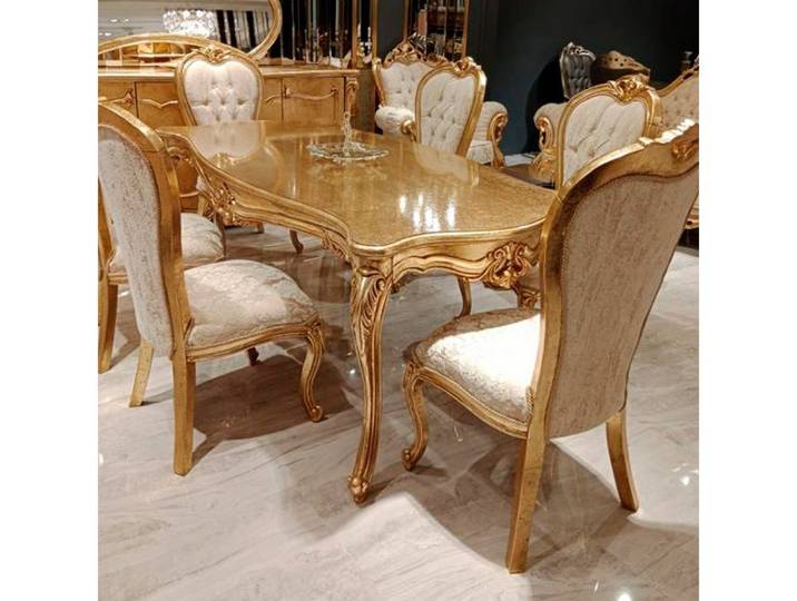 Xlmoebel Esstisch Luxuriöser Holztisch in Gold mit eleganter Ästhetik (1-St., 1x nur Esstisch ohne Stühle), Hergestellt in Europa