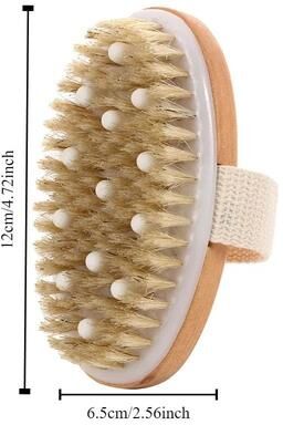 Uplifted Finds Natural Bristle Body Exfoliating Brush Wet And Dry Skin Scrub Bath Tool elliptical Soft Nail