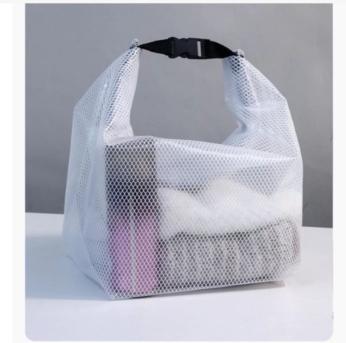 INF Trousse de toilette grand volume à cordon - Pochette de voyage étanche en EVA, portable, multi-usage, blanc, 35x15.5x27.5cm