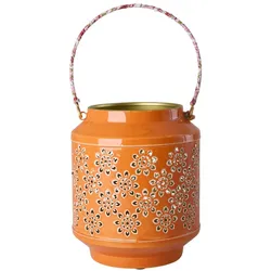 RICE Metall Laterne mit Henkel, Orange, 20 cm, Ø 17 cm