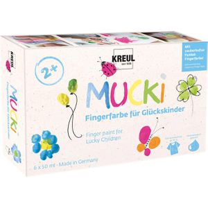 Kreul Fingerfarbe Mucki 23050 Glückskinder, 6 Farben je 50 ml, auswaschbar