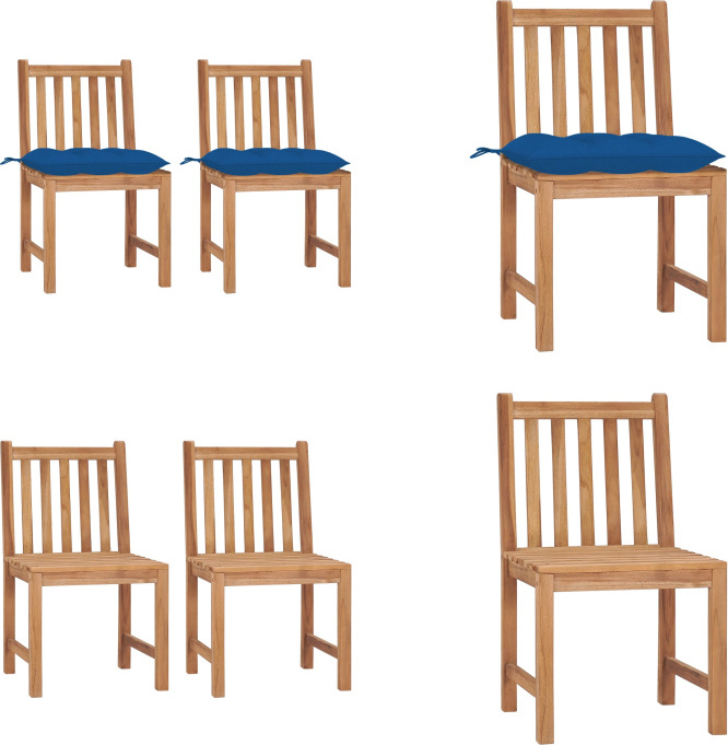 vidaXL Gartenstühle 2 Stk. mit Kissen Massivholz Teak - Gartenstuhl - Gartenstühle - Holz-Gartenstuhl - Holz-Gartenstühle