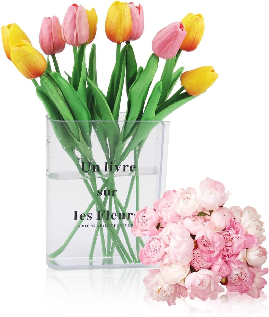 Transparante Boekvaas voor Bloemen - Elegante Acryl Vaas voor Tafeldecoratie, Woondecoratie en Kantoor
