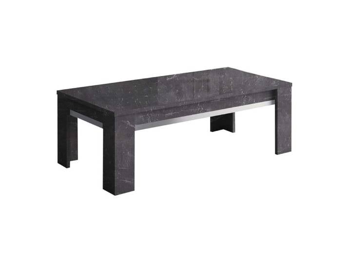 GUEDA - Table Basse Effet Marbre Anthracite Finition Argent