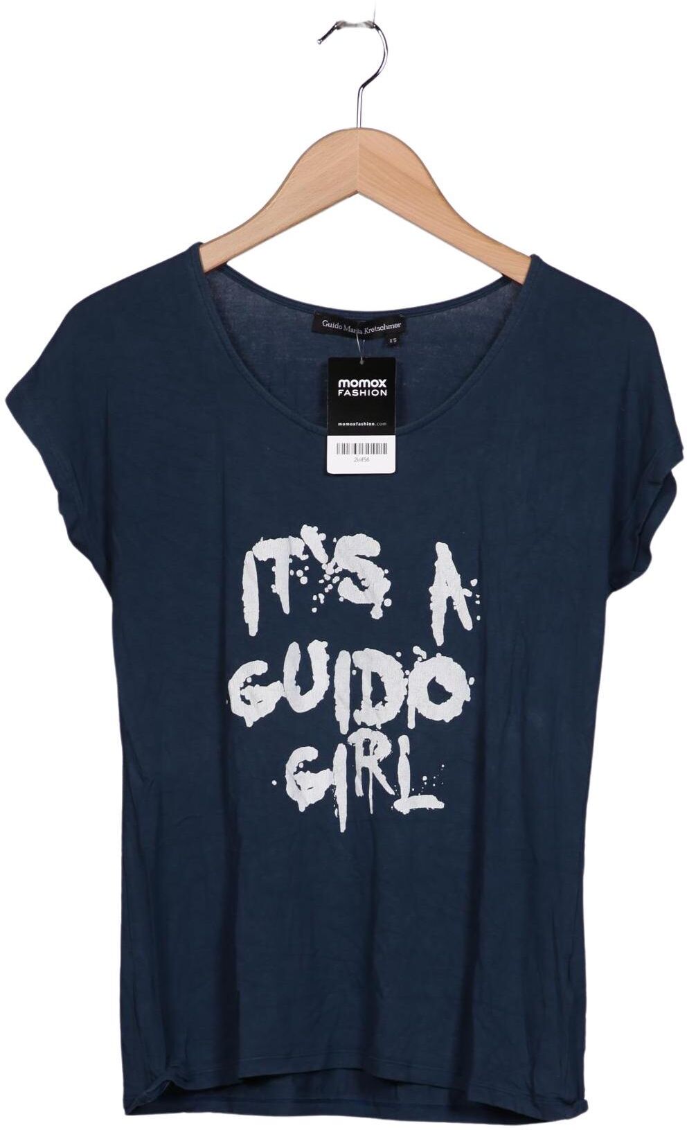 Guido Maria Kretschmer Damen T-Shirt, Marineblau, Gr. XS, Elasthan / Viskose - Second Hand