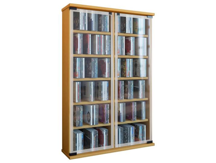 Mid.you Cd-Regal, Buche, Glas, 10 Fächer, 60x92x18 cm, Wohnzimmer, Regale, CD & DVD-Regale
