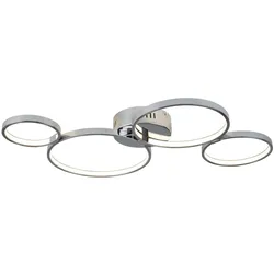 30W Solexa 4 Ringe Led Bündige Deckenleuchte, Chrom 3000K 1650 Lumen plattiert