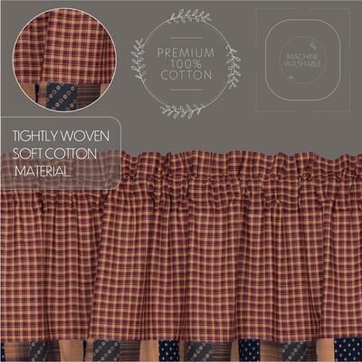 VHC Brands Patriotic Patch Valance Block Border 16x72 - Valance 16x72