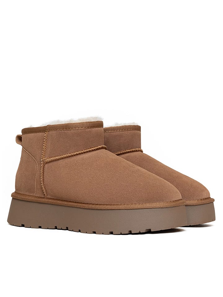 Gooce Leder-Winterboots "Mindy" in Hellbraun - 37