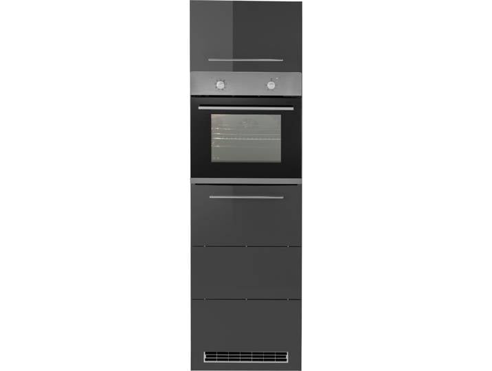 Backofen/Kühlumbauschrank KOCHSTATION KS-Wien , grau (grau hochglanz), B:60cm H:200cm T:60cm, MDF, Schränke, Backofenumbauschrank, 60 cm breit, für autarken Backofen und Einbaukühlschrank