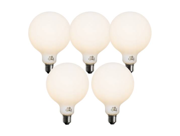 Lot de 5 Ampoule LED E27 dimmable 3 niveaux, verre opale G125,