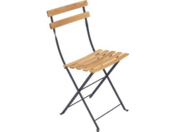 Lot de 2 Chaises Pliantes Bistro Naturel en Acier et en Bois
