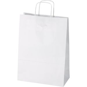Mailmedia Papiertüten weiß, 32 x 41 x 12cm, mit Henkel, 200 Stück
