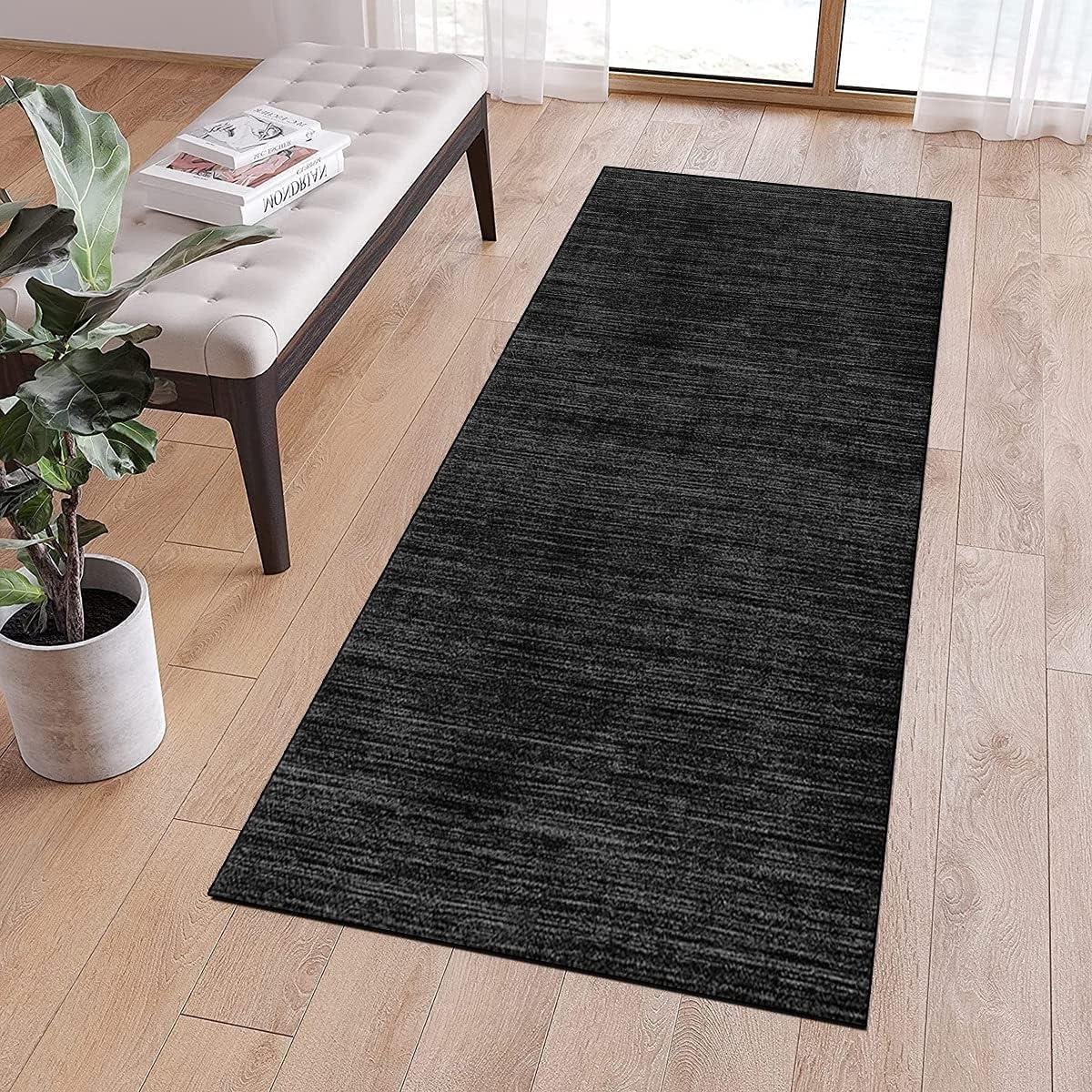 Zwarte antislip keukenloper en gangtapijt van polyester, 100 x 160 cm