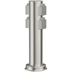 ledscom.de Garten Steckdosensäule PORU für außen, IP44, 4-fach, Edelstahl, edelstahl, rund, 39 cm