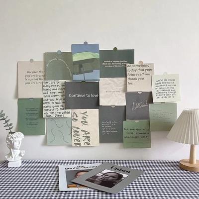 Nordic Retro Photo Card Wall Stickers Set For DIY Bedroom Decor peach Motivation Collage
