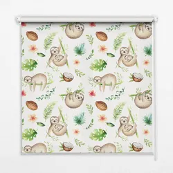 INNENROLLO - Fensterrollo - Rollo - 130x140 cm - Faultiere und Pflanzen