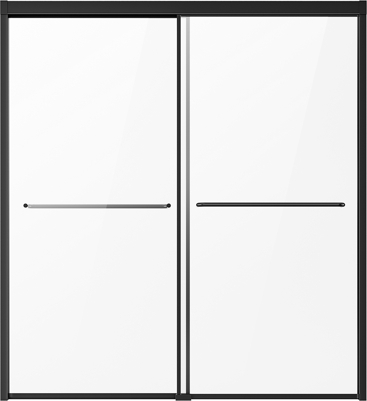 SucceBuy 50-60 Zoll B x 60 Zoll H Halbrahmenlose Bypass-Badewannen-Duschtür Schwarz, Badezimmertür, Wannenverkleidung, wasserdicht