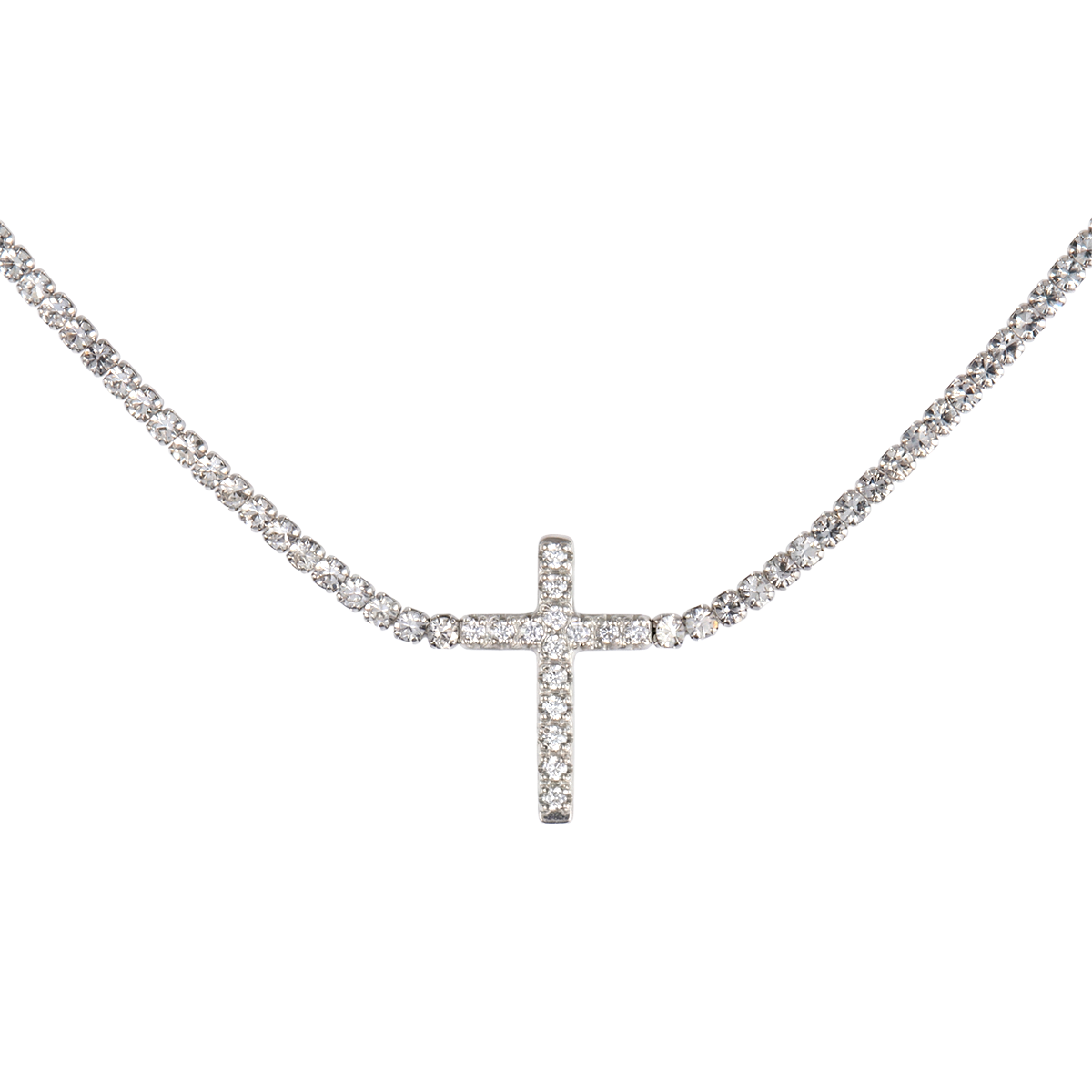 Jacques Lemans Halskette Edelstahl Kreuz mit Zirkonia